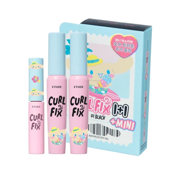 Tanning Cinnamoroll x ETUDE Curl Fix Mascara [#01 Black] 1+1 Set  (+05 Mauve Brown mini)