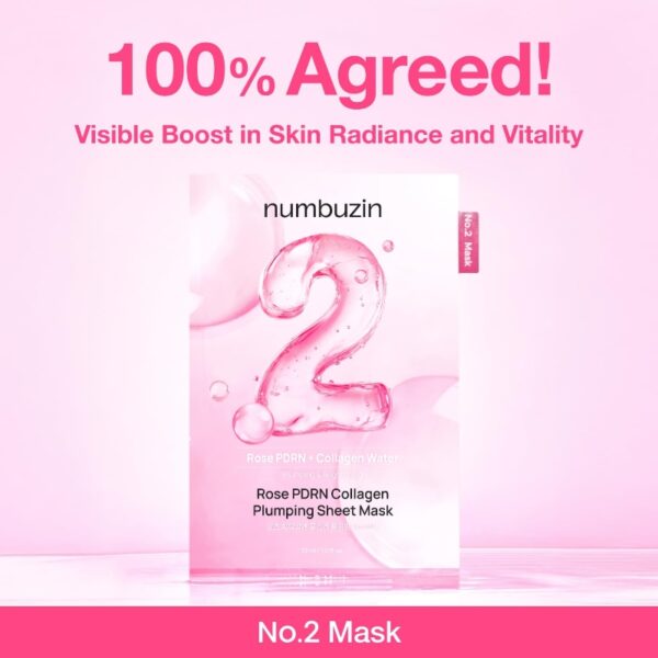 numbuzin No. 2 Rose PDRN Collagen Plumping Sheet Mask [#5 masks] - Image 2