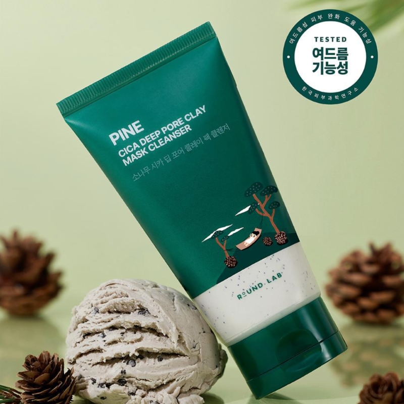 ROUND LAB Cica Deep Pore Clay Mask Cleanser 150ml Set (+Cleansing Puff) - Image 4