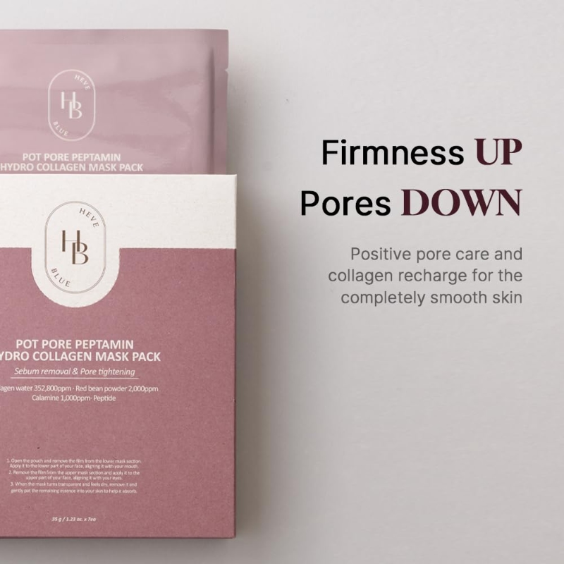 HEVEBLUE Pot Pore Peptamin Hydro Collagen Mask Pack Sheet 4ea - Image 3