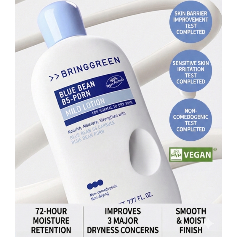 BRINGGREEN Blue Bean B5-PDRN Mild Lotion Set (+Blue Bean Cream 7ml) - Image 2