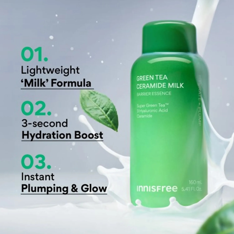 INNISFREE Green Tea Ceramide Milk 160ml Set (+25ml) - Image 3