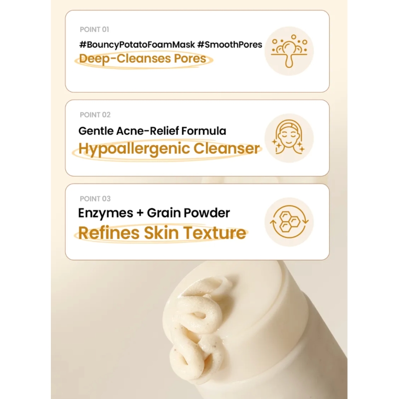 BOOSIL GAMJA x ilso Grain Potato Cleansing Pack Foam Set (+Cleansing Brush+Potato Stickers) - Image 6