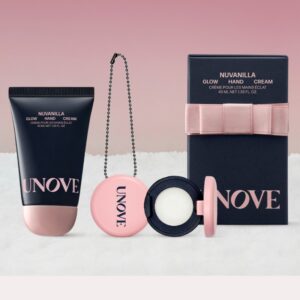 UNOVE Glow Hand Cream & Macaron Perfume Balm Set