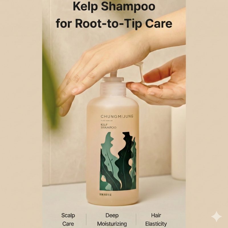 CHUNGMIJUNG Kelp Shampoo 500ml Set (+Shampoo +Treatment +Pouch) - Image 4