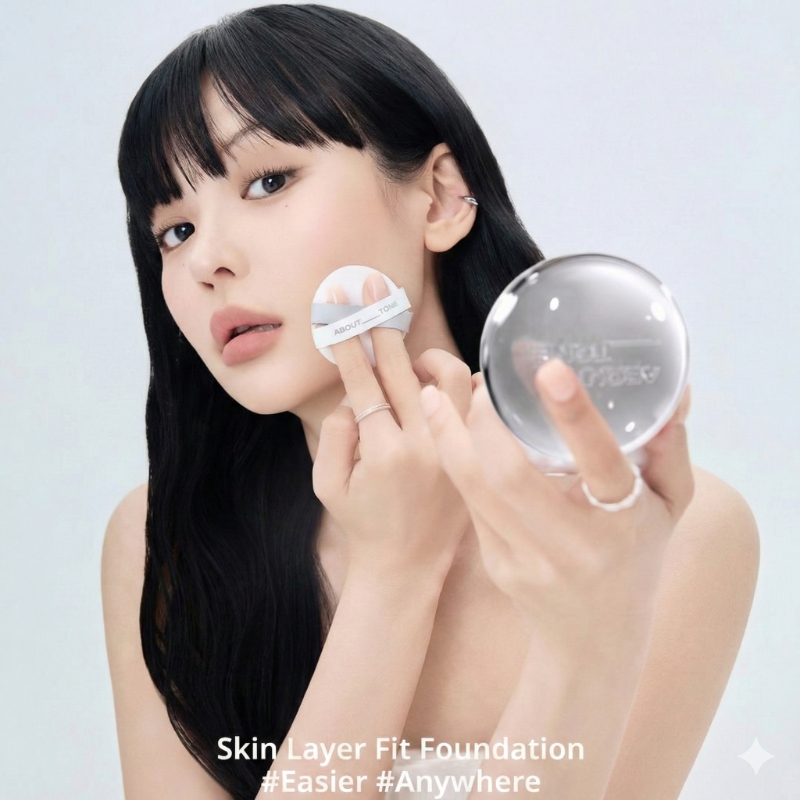 ABOUT_TONE Skin Layer Fit Cushion Set (+Refill, Spatula) - Image 2