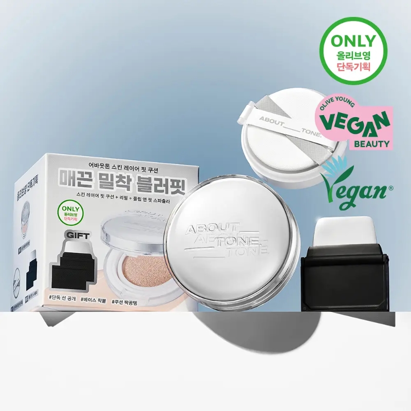 ABOUT_TONE Skin Layer Fit Cushion Set (+Refill, Spatula)