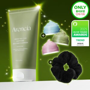Arencia Green Tea + LHA Deep Pore Rice Cake Cleanser Limited Set (+Fresh Green/Rosehip/Blue Cleanser 15g+Hair C