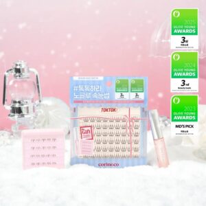 CORINGCO Tok Tok Hara No glue Eyelashes #Pure Set (+Eyelash Serum, No glue Underpop)