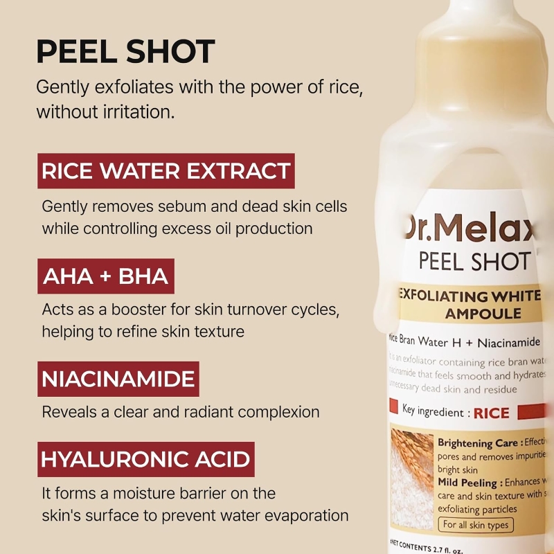 Dr.Melaxin Peel Shot Exfoliant White Rice Ampoule - Image 4