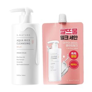 S.NATURE Aqua Rice Cleansing Milk 280ml Set (+Refill 100ml)