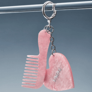 Unove Dual Heart Mirror Comb Keyring