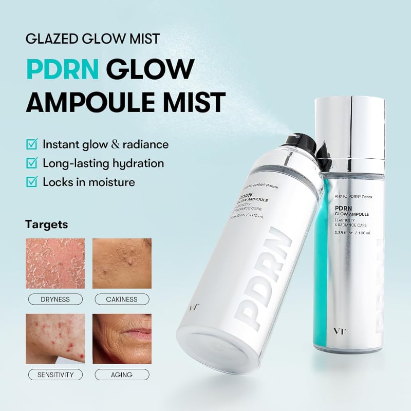 VT PDRN Glow Ampoule Mist 100ml Set (+PDRN Essence 15ml+Reedle Shot Pouch 1ml*3ea) - Image 2