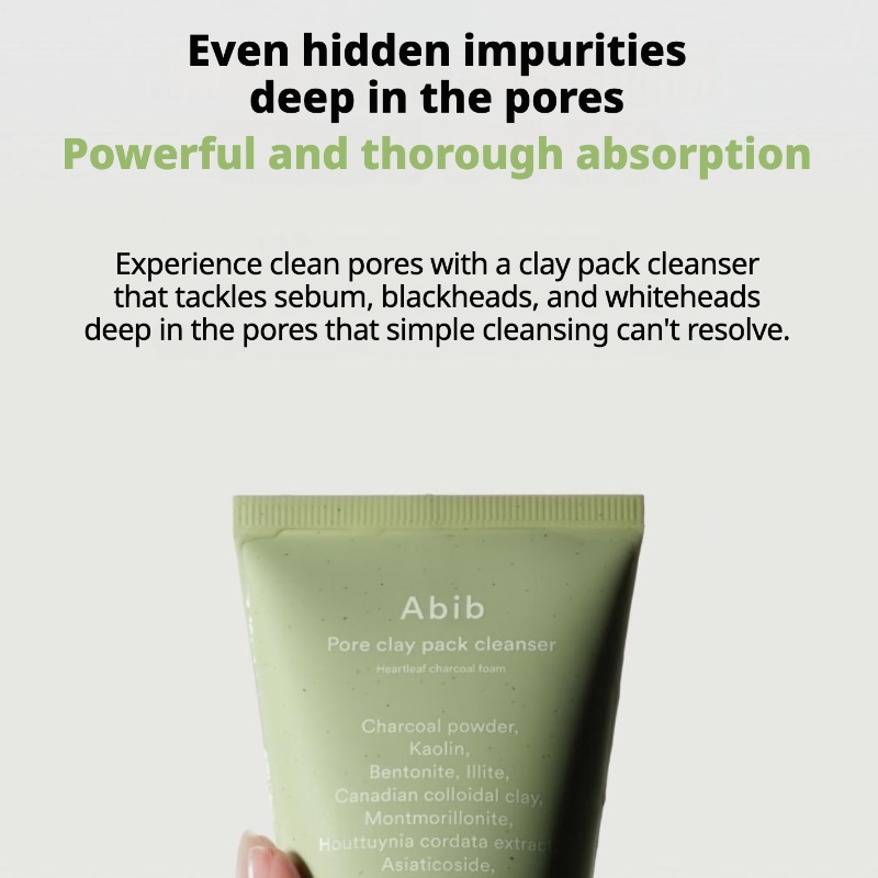 Abib Pore Clay Pack Cleanser Heartleaf Charcoal Foam 120ml Set (+ 30ml) - Image 3