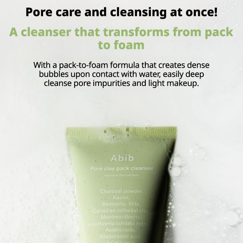 Abib Pore Clay Pack Cleanser Heartleaf Charcoal Foam 120ml Set (+ 30ml) - Image 5
