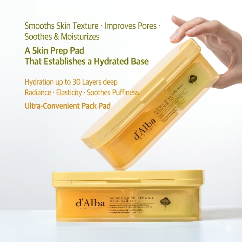 d'Alba Double Quick Lipsome Serum Mask Pad 100pads - Image 3
