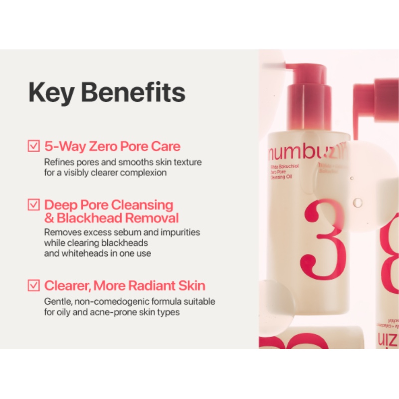 numbuzin No.3 Bifida Bakuchiol Zero Pore Cleansing Oil - Image 3