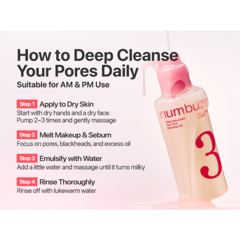 numbuzin No.3 Bifida Bakuchiol Zero Pore Cleansing Oil - Image 6
