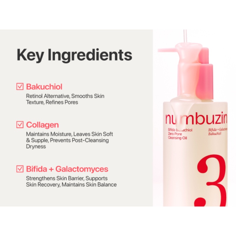 numbuzin No.3 Bifida Bakuchiol Zero Pore Cleansing Oil - Image 7